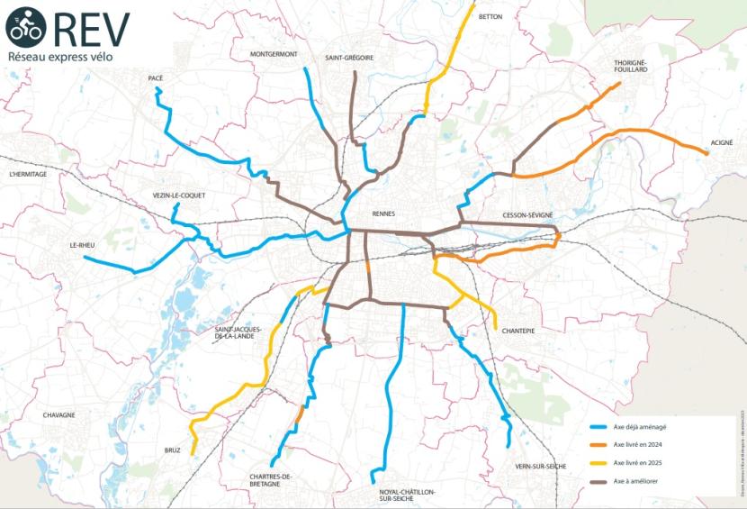 Carte du Réseau Express Vélo