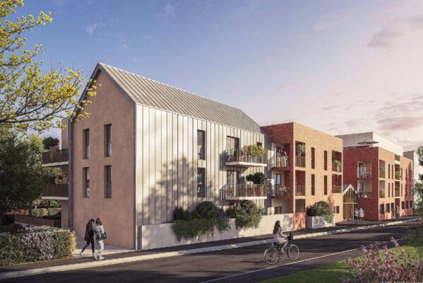 Résidence Les Carnutes à Chartres-de-Bretagne, vue du bâtiment depuis la route