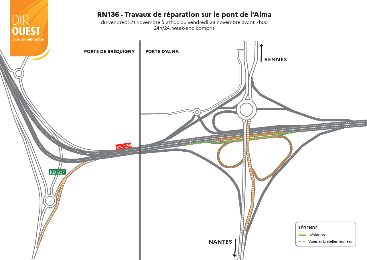 Plan de déviation - travaux pont de l'Alma