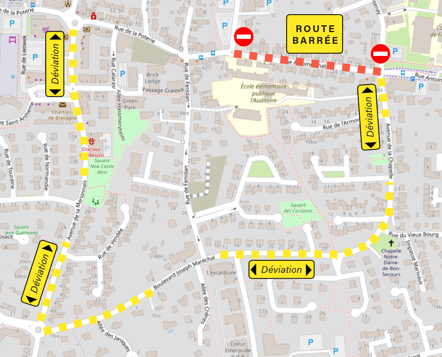 Plan de déviation rue Antoine Chatel