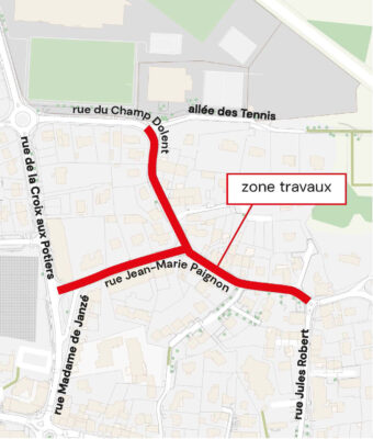 Rues concernées par le chantier d'assainissement et de voirie