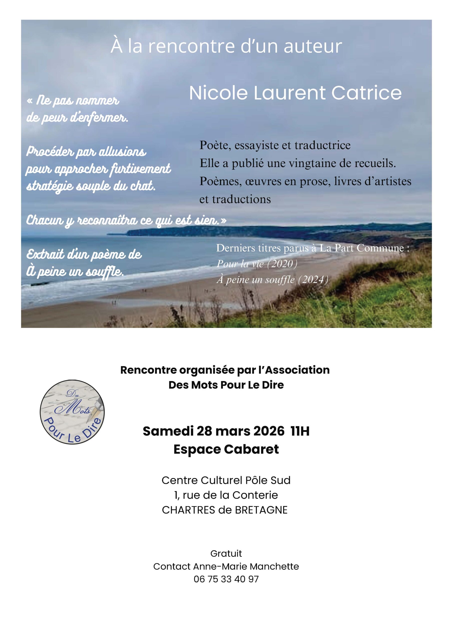 Rencontre poétique le 28 mars 2026