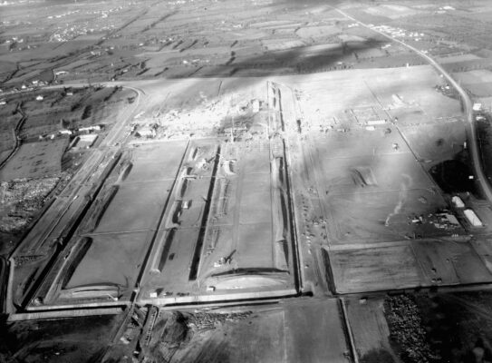 Une vue du chantier de La Janais en 1959